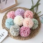 VRB Dec Artificial Chrysanthemum Ball Hydrangea Fake Flowers Sticks Bunch for Home Decor,Room Decorations, Living Room Table Decoration Plants (Without Vase Pot) (Mix - 5 pcs) - Fast Shipping to USA & Canada