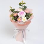 VRB Dec 1pcs Artificial Crochet Flower Bouquet/Artificial Flowers Bunch/Peony Crochet Flowers/Flowers Bouquet Gift for Girls Home Decor,Gifting,etc. (Pink Small Peony Daisy Bouquet) - Fast Shipping to USA & Canada