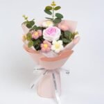 VRB Dec 1pcs Artificial Crochet Flower Bouquet/Artificial Flowers Bunch/Peony Crochet Flowers/Flowers Bouquet Gift for Girls Home Decor,Gifting,etc. (Pink Small Peony Daisy Bouquet) - Fast Shipping to USA & Canada