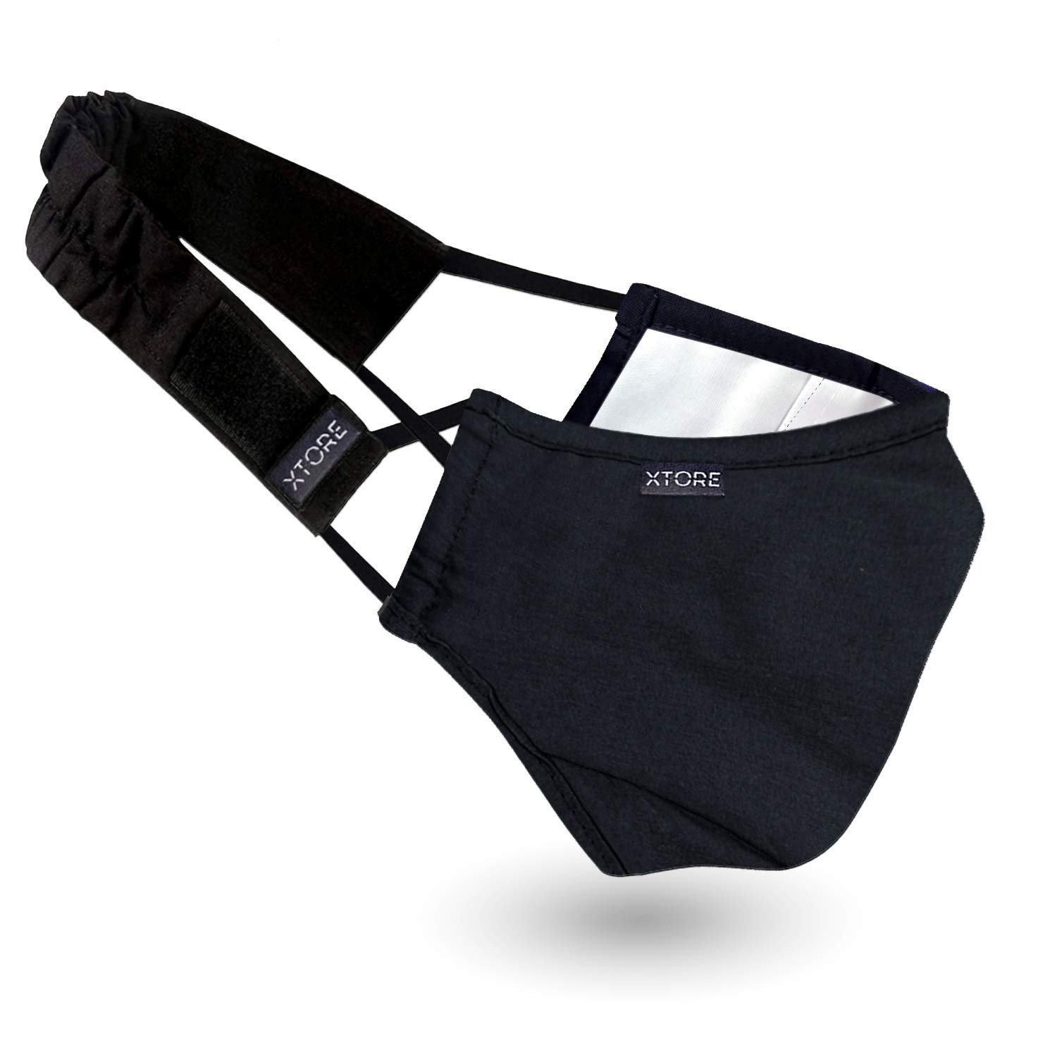 61gkNlsYF2L-1.jpg Xtore FDA CE Certified Cotton Cloth Washable Reusable N95 Cloth Mask Without Valve, 1 Filter & 1 Head Band for Unisex (Ebony Black) - Fast Shipping to USA & Canada - Image 1