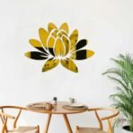 Xtore Lotus Shape Wall Mirror for Home Decor (Pack of 1, Golden) - Fast Shipping to USA & Canada