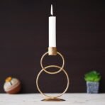 Webelkart Premium Decorative Rings Candlestick Holder for Home and Dining Table Decor/Tealight Candle Holder for Home and Office Decor - (6.5 inches Gold) (Pack of 1) - Fast Shipping to USA & Canada