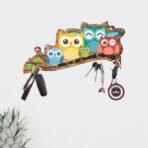 Webelkart Premium 'Owl Family' Decorative Wooden Printed Key Holder for Home Decor Key Hangers Keychain Holder & Key Holder for Wall (25 cm, 6 Hooks) - Fast Shipping to USA & Canada
