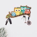 Webelkart Premium 'Owl Family' Decorative Wooden Printed Key Holder for Home Decor Key Hangers Keychain Holder & Key Holder for Wall (25 cm, 6 Hooks) - Fast Shipping to USA & Canada