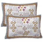 Xtore Jaipuri Round Flowers Motif Design Printed 100% Cotton for King Size Double Bed with 2 Pillow Covers (100 X 108 Inches, Multicolor) - Fast Shipping to USA & Canada - Image 2