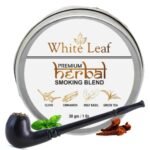 White Leaf Premium Herbal Smoking Mixture Blend 100% Tobacco & Nicotine Free 30 gram - Organic Ayurvedic Herbs Mixed(Herbal Smokes - No nicotine/No Tobacco) With Black Royal Classic Wooden Smoking Pipe - Fast Shipping to USA & Canada