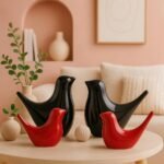Xtore Creative Black and Red Glossy Ceramic Birds Figurines Home Decorations Accessories Party (Pack of 4, Red & Black) - Fast Shipping to USA & Canada