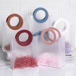 VRB Dec 12 Pcs Leather Handle Guddy bags, return gift bags for kids birthday, Happy Birthday Party Return Gift Bags For Boys and Girls, Colorful Handle Gift Bags. (21x11x22 cm - 12 pcs Medium Transclusent Circle Handle) - Fast Shipping to USA & Canada