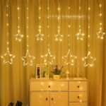 One94Store Fairy Star Curtain String LED Lights - 3 Meter Warm White Plug-in Decorative Lights with 96 LEDs, 8 Modes (5+5 Star Design) for Home, Festival, Diwali & Wedding Decoration - Fast Shipping to USA & Canada