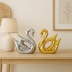 Xtore Lucky Golden & Silver Swan Couple Ceramic Figures for Home Decor (Set of 2 Pc, Golden & Silver) - Fast Shipping to USA & Canada