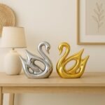Xtore Lucky Golden & Silver Swan Couple Ceramic Figures for Home Decor (Set of 2 Pc, Golden & Silver) - Fast Shipping to USA & Canada