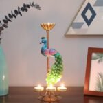 CraftVatika Elegant Metal Peacock Candle Holder - Perfect Home Decoration Diwali, Intricate Design Tealight Candle Holders for Home Diwali Christmas DECOR (Single Side) - Fast Shipping to USA & Canada