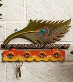 JaipurCrafts Beautiful Mor Pankhi Wooden Key Holder (Multicolor, 9in X 14in) - Fast Shipping to USA & Canada - Image 2