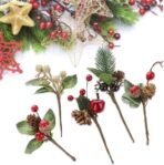 VRB Dec 6pcs Christmas Pine Berries Tree Branches Stems Artificial Christmas Picks for Christmas Tree Ornaments, DIY Xmas Wreath, Crafts, Holiday and Home Decor (6 pcs - Pinecone Pine Branches) - Fast Shipping to USA & Canada