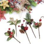 VRB Dec 6pcs Christmas Pine Berries Tree Branches Stems Artificial Christmas Picks for Christmas Tree Ornaments, DIY Xmas Wreath, Crafts, Holiday and Home Decor (6 pcs - Pinecone Pine Branches) - Fast Shipping to USA & Canada