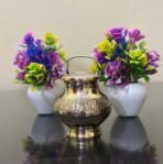 Brass Gangajal Kalash with Engraved Design, Traditional Hindu Religious Water lota - Fast Shipping to USA & Canada
