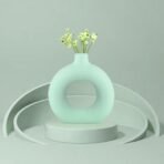 Xtore Beautiful Ceramic Donut Vase for Home Decor (Pack of 1, Light Green) - Fast Shipping to USA & Canada