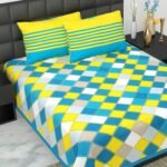 100% Cotton bedsheet Double Bed Jaipuri Rajasthani Fabric Multicolor Cotton Bedsheet Bazar with 2 Pillow Covers - MultiColors155 - Fast Shipping to USA & Canada