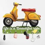 Webelkart Premium Scooter Shape and Life is A Journey Wooden Printed Key Holder for Home and Office Decor- Home Decor Items for Wall (Multi, 10 x 10 inches) - Fast Shipping to USA & Canada