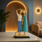 Xtore Graceful Dancing Couple Figurine | Resin Home Decor Accent | Unique Art Piece for Living Room, Dining Room, or Entryway | Elegant and Dynamic Design | Perfect Wedding - Fast Shipping to USA & Canada