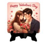 Webelkart Beautiful Happy Valentine's Day Decorative Table Stand with Love Quote, Romantic Gift for Girlfriend/Boyfriend/Husband/Wife, (7" Inches) - Fast Shipping to USA & Canada