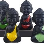 JaipurCrafts Child Monk Showpiece - 10.5 cm (Polyresin, Multicolor, Set of 4) for Home/Office DECOR - Fast Shipping to USA & Canada