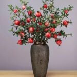 VRB Dec Plastic Tm Pack Of 3 Artificial Hibiscus Glabra Fake Plant Flowers For Home,Room,Office,Vases,Decoration Items Living Room (Without Pot, Artificial Pomegranate Plant),Plant(Green,Red)) - Fast Shipping to USA & Canada