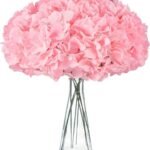 VRB DecTM (Pack of 10) Hydrangea Silk Fake Flowers Heads with Stems Artificial Flowers for Decoration Wedding Home Party Shop Baby Shower, Room Decor for Bedroom Aesthetic [WiITHOUT VASE] (Baby Pink) - Fast Shipping to USA & Canada