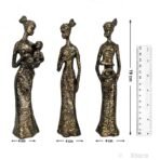 Xtore Beautiful Finish Uniquely Hand Crafted Home Decor African Tribal Women Art Piece - (Set of 3, Black and Golden Color) - Fast Shipping to USA & Canada - Image 4