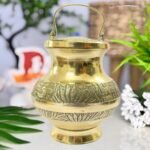 Kamandalam for Pooja Gangajal Lota Kalash with Lid Gangajali with Lid for Gangajal Container Brass (8 L X 8 B X 9 H) Cm - Fast Shipping to USA & Canada