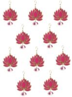 VRB Dec Acrylic TM Pack of 6 Pcs Lotus Hangings for Decoration | Pooja Room Temple | Diwali | Wedding & All Festival | Pink - Fast Shipping to USA & Canada