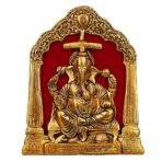 JaipurCrafts Metal Lord Ganesha Idol Statue for Home and Office Decor | Ganesha Ji Ki Murti for Home and Office Temple (7 x 8.5 Inches, Gold) (ganesha idol) - Fast Shipping to USA & Canada - Image 2