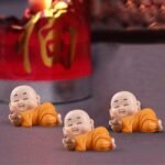 Xtore Little Cute Buddha for Table Decor | Home Decor (Pack of 3, Orange) - Fast Shipping to USA & Canada