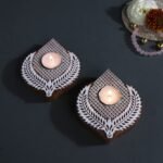 CraftVatika Handmade Wooden Tea Light Candle Holder Stand for Diwali Handpainted Wooden Block Print Leaf Shaped Tlight for Deepawali Decoration Items Candle Holder Set Stand for Indoor Decor Set of 2 - Fast Shipping to USA & Canada