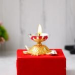 Webelkart Premium Tortoise Shape Brass Akhand Diya with Velvet Box for Pooja Decor | Diya for Diwali| Oil Lamp for Home( 4.5" Inches) - Fast Shipping to USA & Canada