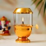 Webelkart Antique Lanterns for Home Decor Akhand Diya Qith Adjustable Bati for Puja Decor|Oil Puja Lamp for Aarti Pooja Article Metal Diya for Diwali ( 6.29" Inches- Metal ) - Fast Shipping to USA & Canada