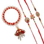 Webelkart Premium Rakhi For Brother And Bhabhi | Rakhi For bhaiya and bahbhi With 2 Ram Sticker for Wall Decor With Greeting Card And Roli Chawal - Fast Shipping to USA & Canada