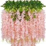 VRB Dec Pack of 6 (43.2Ft) Artificial Wisteria Vine| Ratta Fake Wisteria Hanging | Garland Silk Long Hanging Bush Flowers String for Home Party Wedding Decor (Blush Pink, 6) - Fast Shipping to USA & Canada