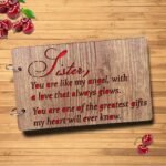 Sehaz Artworks Sister-Glows Wooden Scrapbook Photo Album for Memorable Gift on Brother, Sister, Cousins, Bro Sis, Birthdays, Valentines Day, Anniversary (26 cm x 16 cm x 4 cm,) - Fast Shipping to USA & Canada