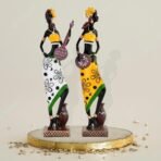 Xtore Resin African Girl with Musical Instruments|Captivating Home DECOR (Pack of 2, Yellow & Black- Model 2, Large) - Fast Shipping to USA & Canada
