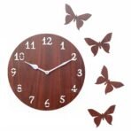 Sehaz Artworks Simple-Butterflies Manufactured Wood 10 inch Designer Wall Clock for Home and Kitchen - Brown (BRWN) - Fast Shipping to USA & Canada