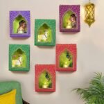 CraftVatika Jharokha Diyas with LED Candle Diwali Decoration Items, Wall Hanging, Home Decor Items Festive Decor Item, DIY Craft Traditional Jharokha Box Set of 6 - Fast Shipping to USA & Canada
