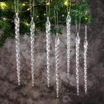 VRB Dec 12 Pcs Christmas Tree Crystal Decorations 13cm Acrylic Xmas Tree Icicle Hanging Ornaments,Hanging Decorations/Christmas Tree Decoration Items (12 Pcs - Curved Crystal Hanging) - Fast Shipping to USA & Canada