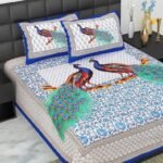 100% Cotton bedsheet Double Bed Jaipuri Rajasthani Fabric Multicolor Cotton Bedsheet Bazar with 2 Pillow Covers - MultiColors079 - Fast Shipping to USA & Canada