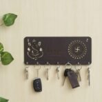 Webelkart Premium Home is Our Happy Place Wooden Key Holder for Home and Office Decor - 12 Inches (7 Hooks, Brown) - Fast Shipping to USA & Canada