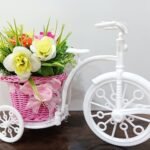 VRB Dec Cycle Shape Flower Vase Modern with Flower Bunches for Centre Table, Bedroom, Living Room,Home Decoration and Gift (Pack of 1, Pink Basket, Plastic) - Fast Shipping to USA & Canada