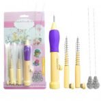 VRB Dec 1 Set Punch Needle Set for Beginners - 3 Needle Sizes Threader, Embroidery Pen with Instructions - DIY Craft & Embroidery Tool,Sewing, Knitting, Embroidery Needle Punch (1 Set --- Purple punch needle set for embroidery) - Fast Shipping to USA & Canada
