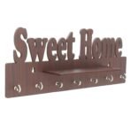 JaipurCrafts Sweet Home Designer Wooden Key Holder with 7 Hooks (29.50 cm x 12 cm x 5.08 cm, Brown) Pack of 1 - Fast Shipping to USA & Canada