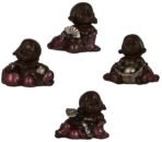 JaipurCrafts Set of 4 Cute Child Monk Showpiece - 10.5 cm (Polyresin, Pink, Brown, Silver) - Home & Office Decor, Valentine's Day & Diwali Gifts, Vaastu & Fengshui - Fast Shipping to USA & Canada
