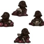 JaipurCrafts Set of 4 Cute Child Monk Showpiece - 10.5 cm (Polyresin, Pink, Brown, Silver) - Home & Office Decor, Valentine's Day & Diwali Gifts, Vaastu & Fengshui - Fast Shipping to USA & Canada